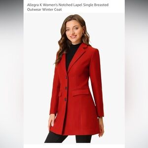 Allegra K Vibrant Red Blazer Coat